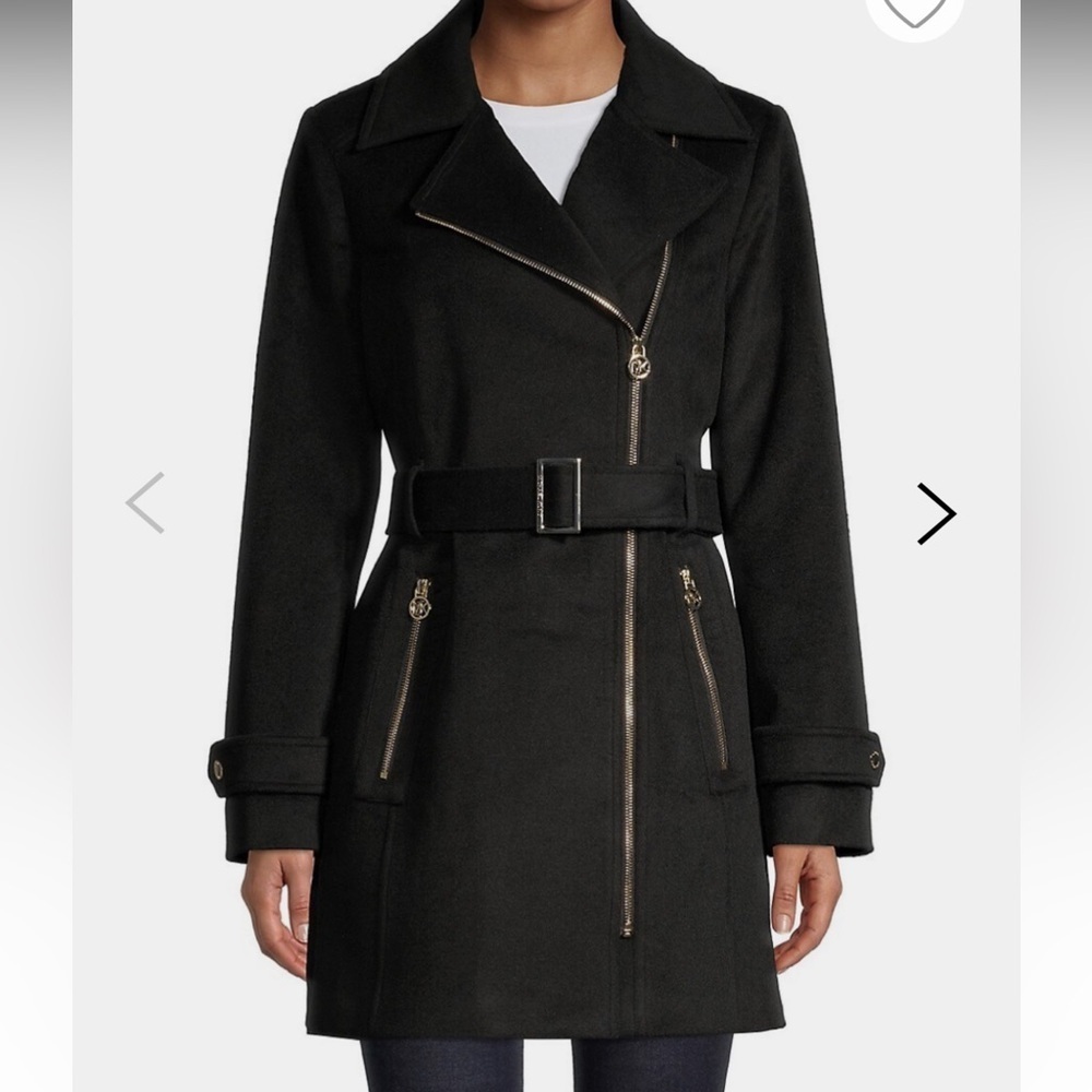 Michael Kors Wool-Blend Moto Trench Coat